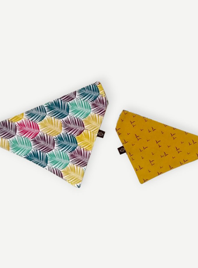 Color Palm Leaves & Flying Birds μπαντάνα σκύλου