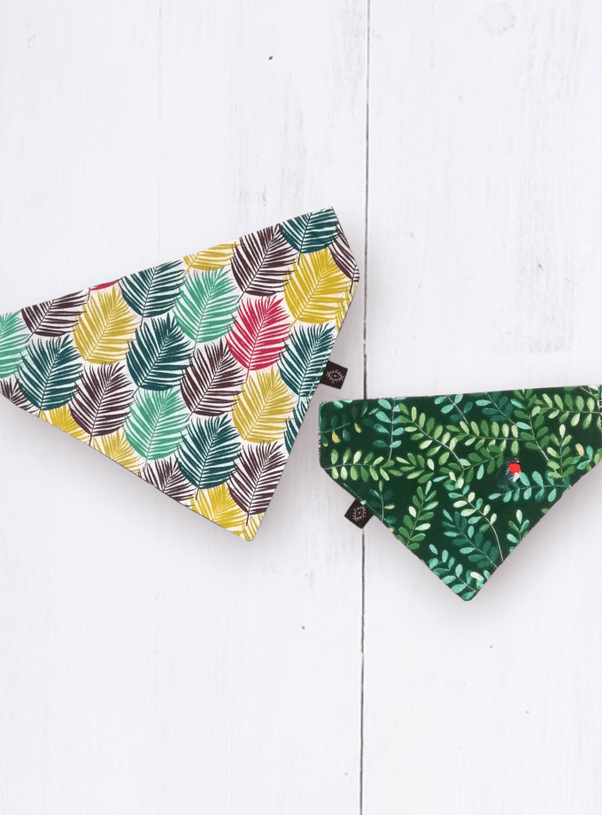 Color Palm Leaves & Green Foliage μπαντάνα σκύλου