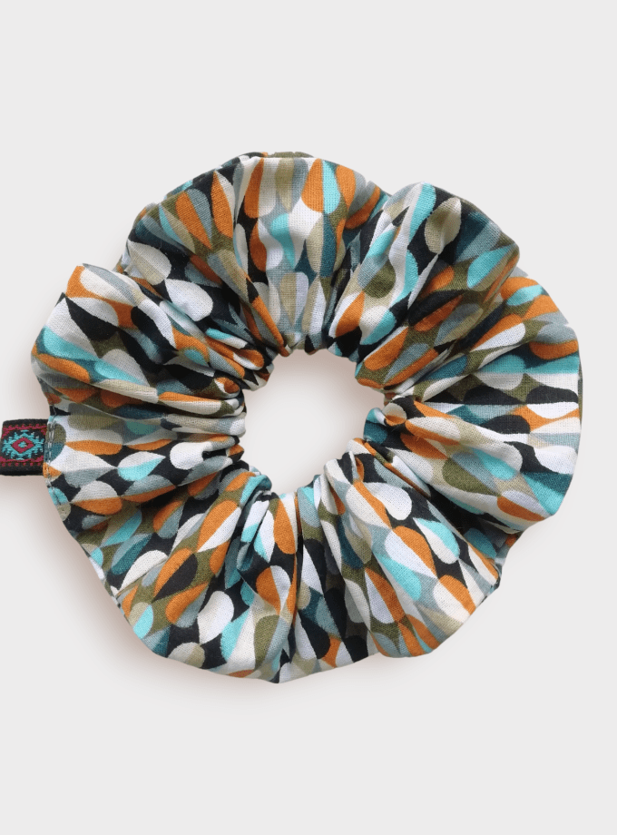 Creative Stardust Handmade Cotton Scrunchie - Retro Beads pattern - Oeko Tex